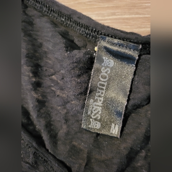 Vintage Sourpuss Skeleton Distressed Burnout Black Top Goth Punk Emo Y2K 2000s - Picture 4 of 4